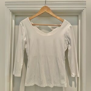 Go Fish Three Quarter Inch Sleeve White Top